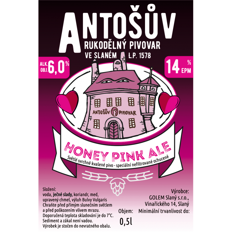 Honey Pink Ale – Antošův rukodělný pivovar, Slaný